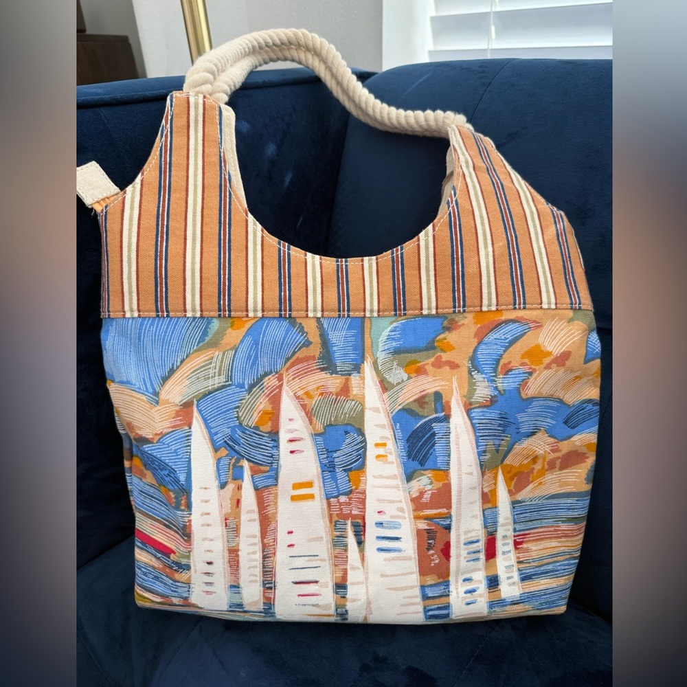 Paul Brent Sun n Sand Coastal Sailboat Canvas Tote - Picture 5 of 15